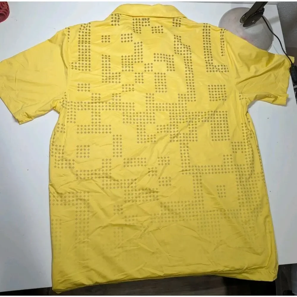 Nike Large Dri-FIT Men's Yellow Golf Polo Shirt Regular Fit Short Sleeve Lg